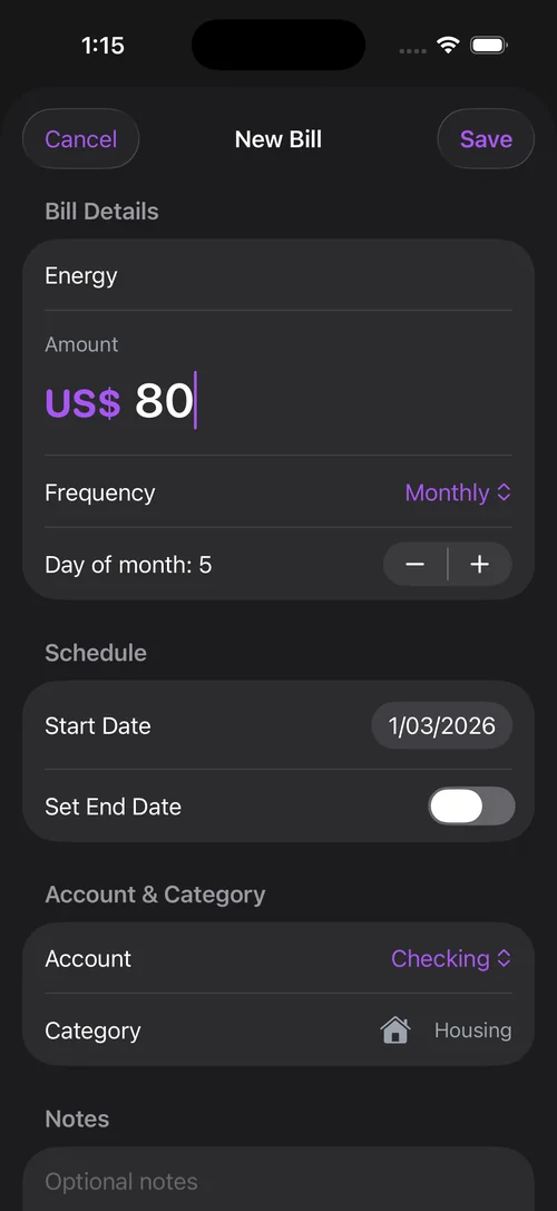 FinFlow New Bill